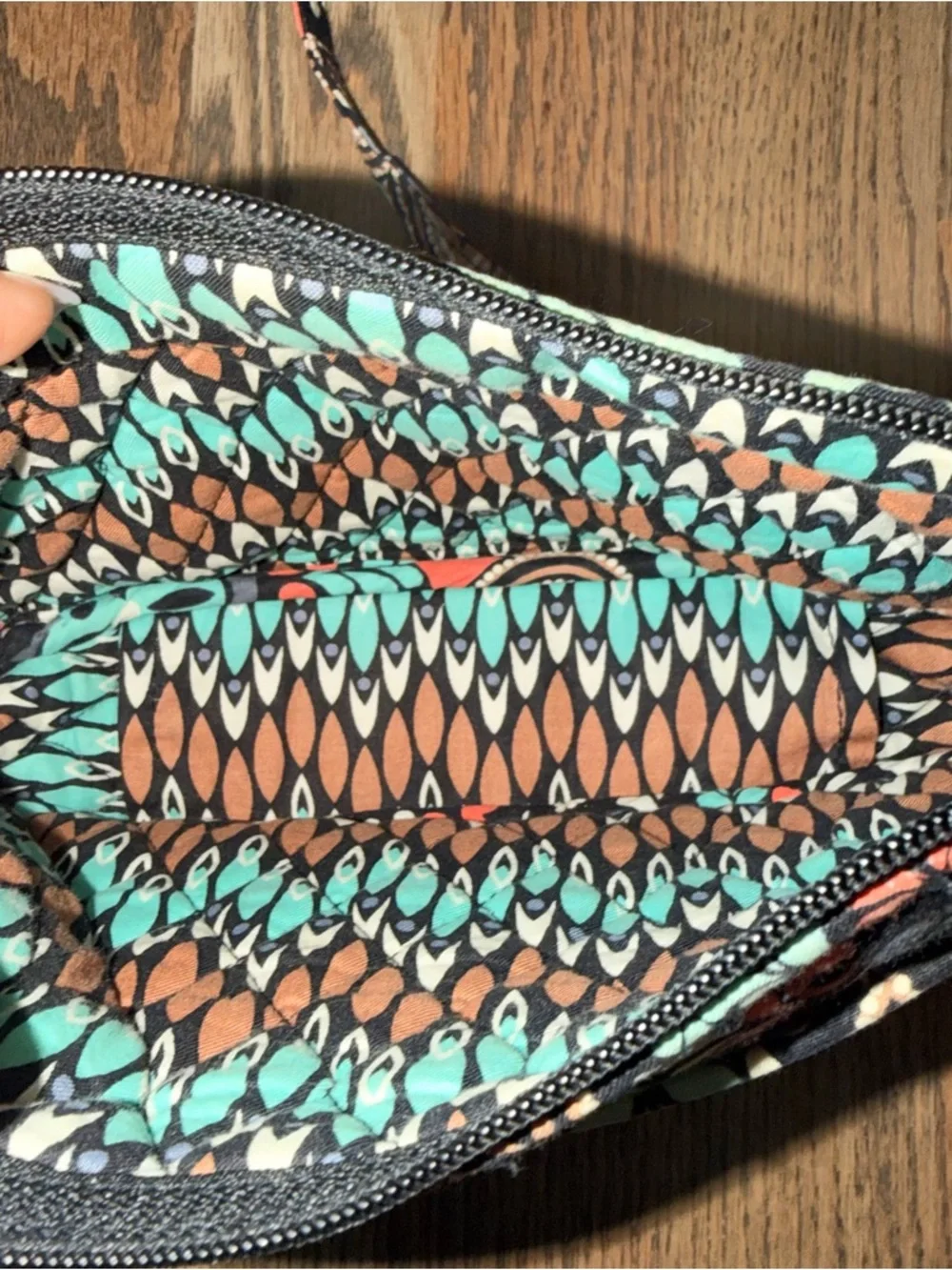 Vera Bradley Black Quilted Crossbody with Coral, Aqua & Yellow Paisley - Picture 4 of 4